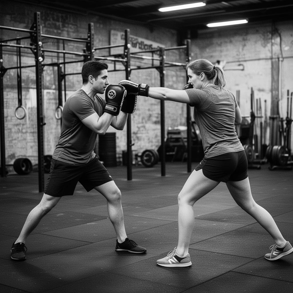 Members practicing pad work